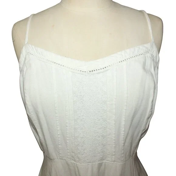 OLD NAVY White Sundress Sz XL Embroidered Midi Dress Wedding Beach Vacation - Picture 2 of 12